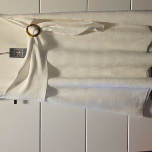 White Knit Midi Skirt with Ring Detail